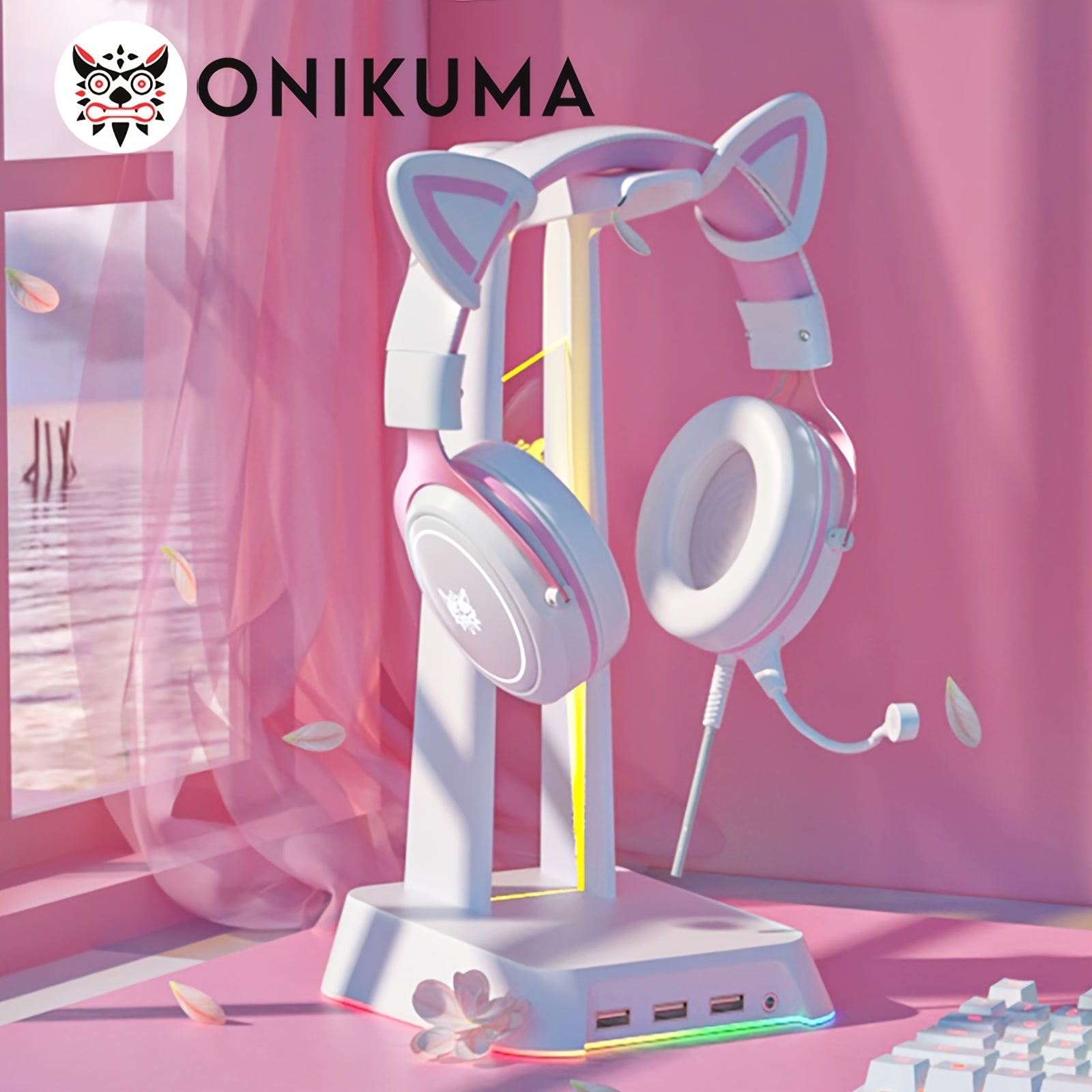 ONIKUMA X10 cat ears headset wired light-emitting subwoofer computer game gaming chicken headset