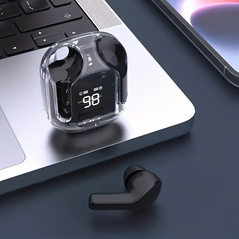 Wireless Transparent Earbuds with LED Digital Display, Enjoy an Immersive Gaming Experience, HiFi Stereo Sound, Controls, and High-Definition Calls, Suitable for Outdoor Activities, Gaming, and Calls, Long-Lasting Battery for