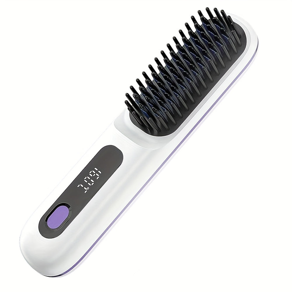 [Cordless Hair Straightener] Rapid Heating Cordless Hair Straightener Brush, Lightweight Hot Comb for Women | Type-C Charging Port, Anti-Scald, USB Rechargeable