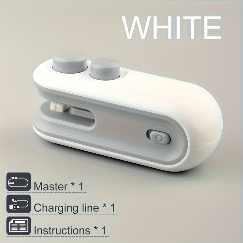 [Bag sealer] 2pcs Snack Bag Sealer Set | 1 Sealer + 1 USB Charging Cable, Built-in Lithium Battery, Low Power Consumption, Hand-Press Magnetic Design, Portable for Home / Picnic / Outing / Travel, Chip & Cookie Bag Sealing To