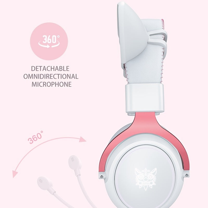 ONIKUMA X10 cat ears headset wired light-emitting subwoofer computer game gaming chicken headset