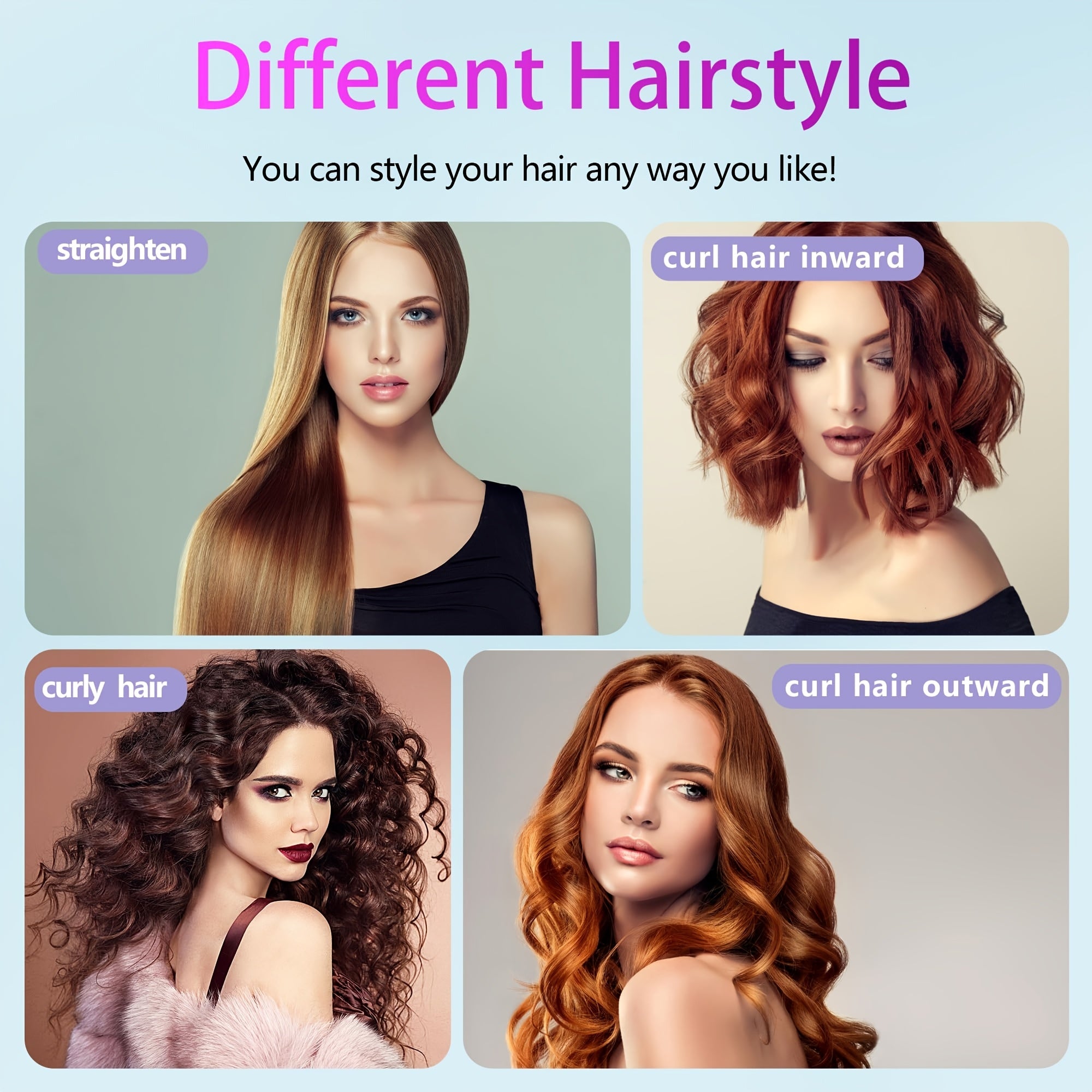 [Cordless Hair Straightener] Rapid Heating Cordless Hair Straightener Brush, Lightweight Hot Comb for Women | Type-C Charging Port, Anti-Scald, USB Rechargeable