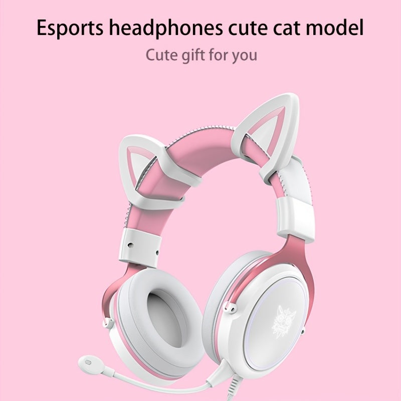 ONIKUMA X10 cat ears headset wired light-emitting subwoofer computer game gaming chicken headset