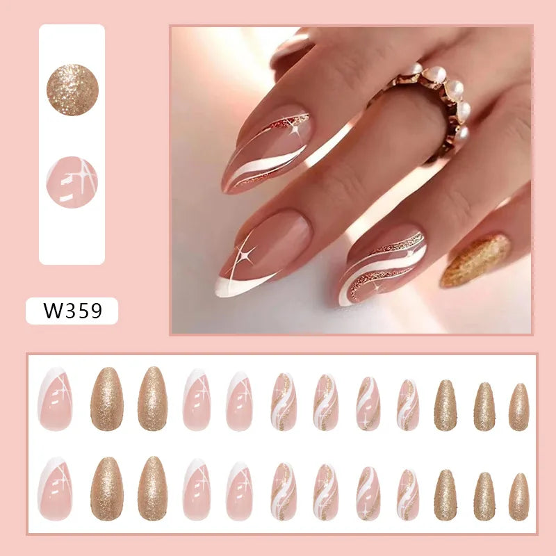 Leopard Orchid 24 Pcs Press on Nails Pink Gradient Fake Nails Glossy Artificial Finger Manicure Reusable False Nails for Women