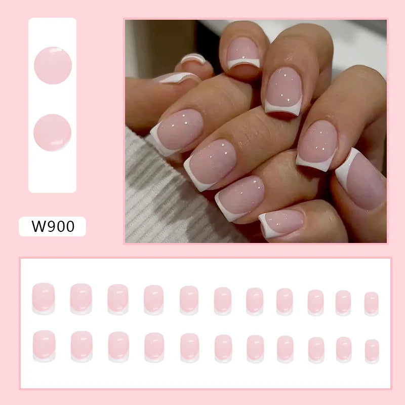 Leopard Orchid 24 Pcs Press on Nails Pink Gradient Fake Nails Glossy Artificial Finger Manicure Reusable False Nails for Women