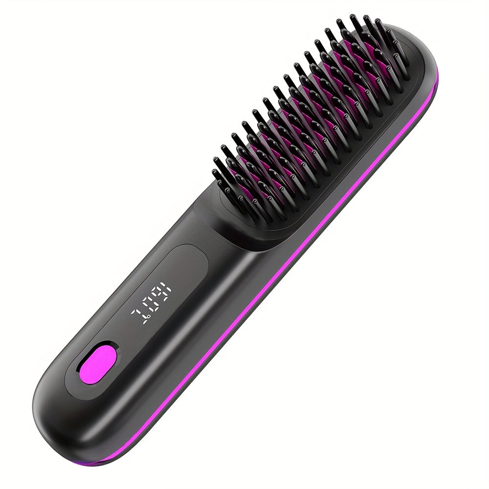 [Cordless Hair Straightener] Rapid Heating Cordless Hair Straightener Brush, Lightweight Hot Comb for Women | Type-C Charging Port, Anti-Scald, USB Rechargeable