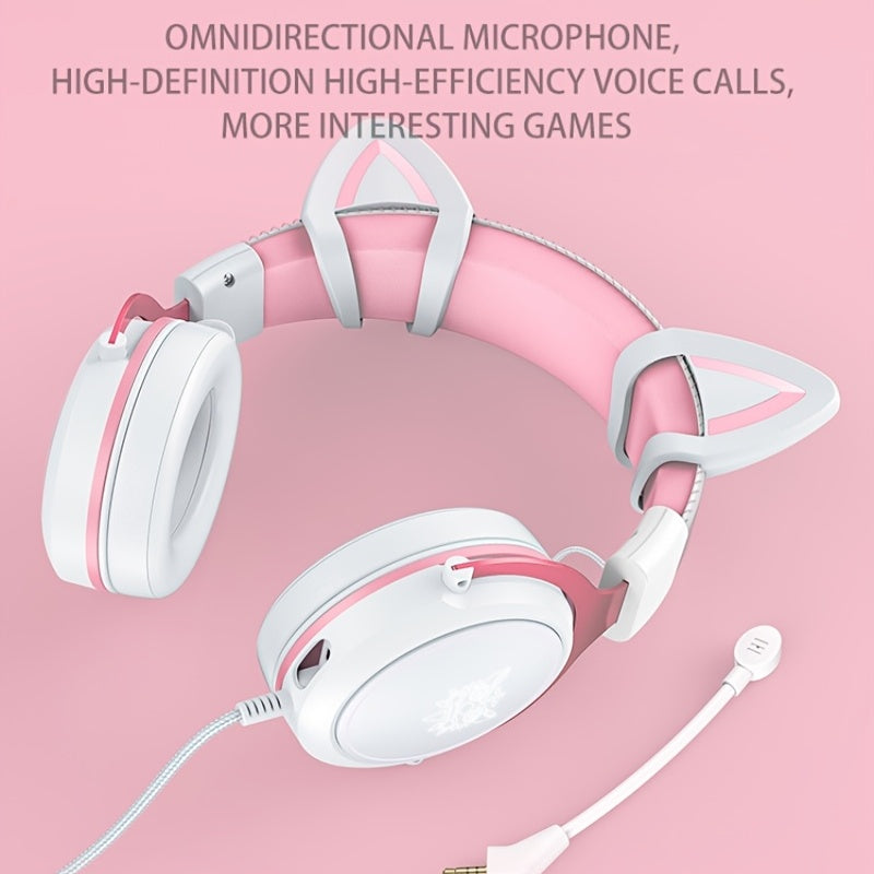 ONIKUMA X10 cat ears headset wired light-emitting subwoofer computer game gaming chicken headset